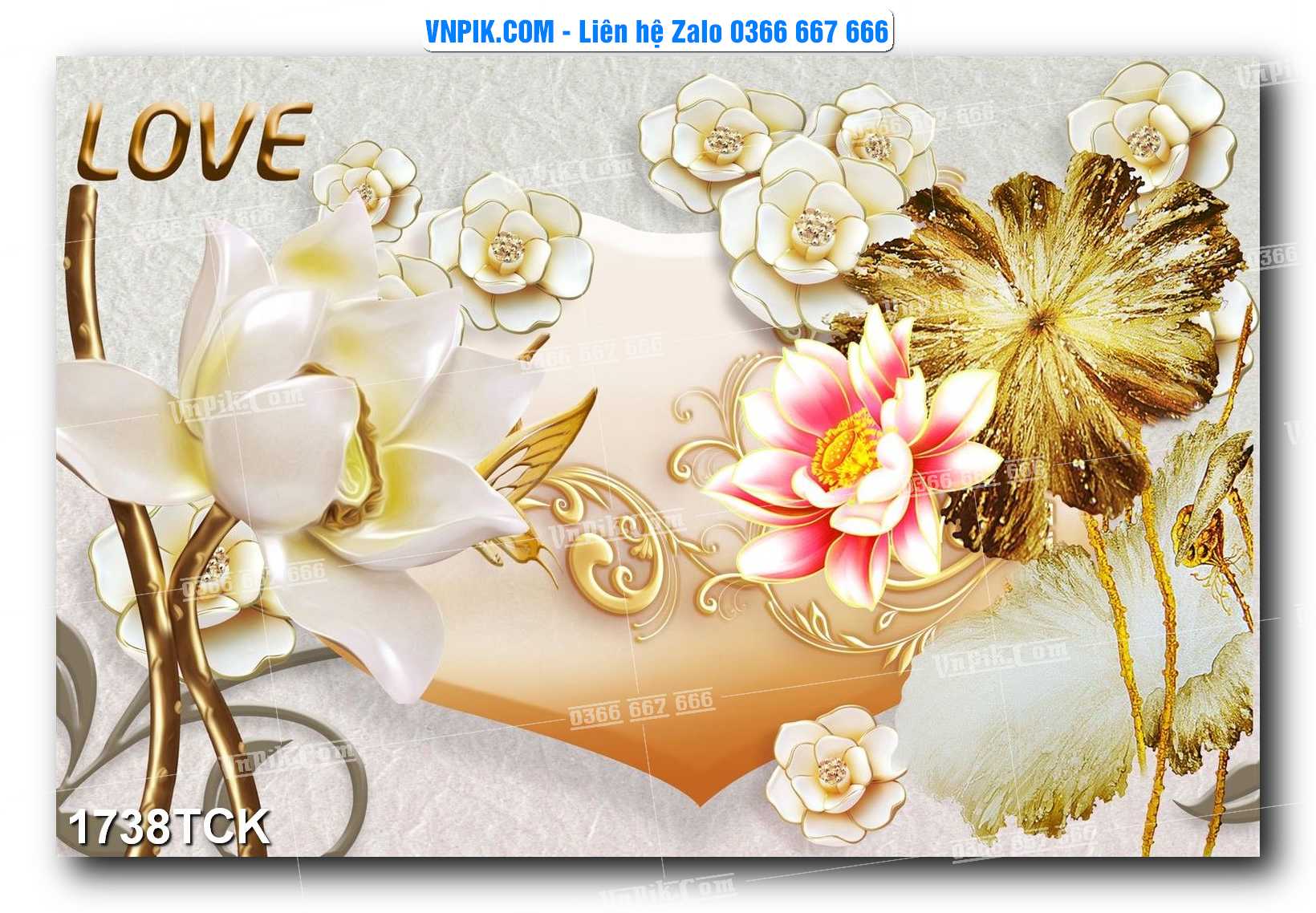 Tranh Hoa Sen – Cá Koi – Cá Chép 1738TCK