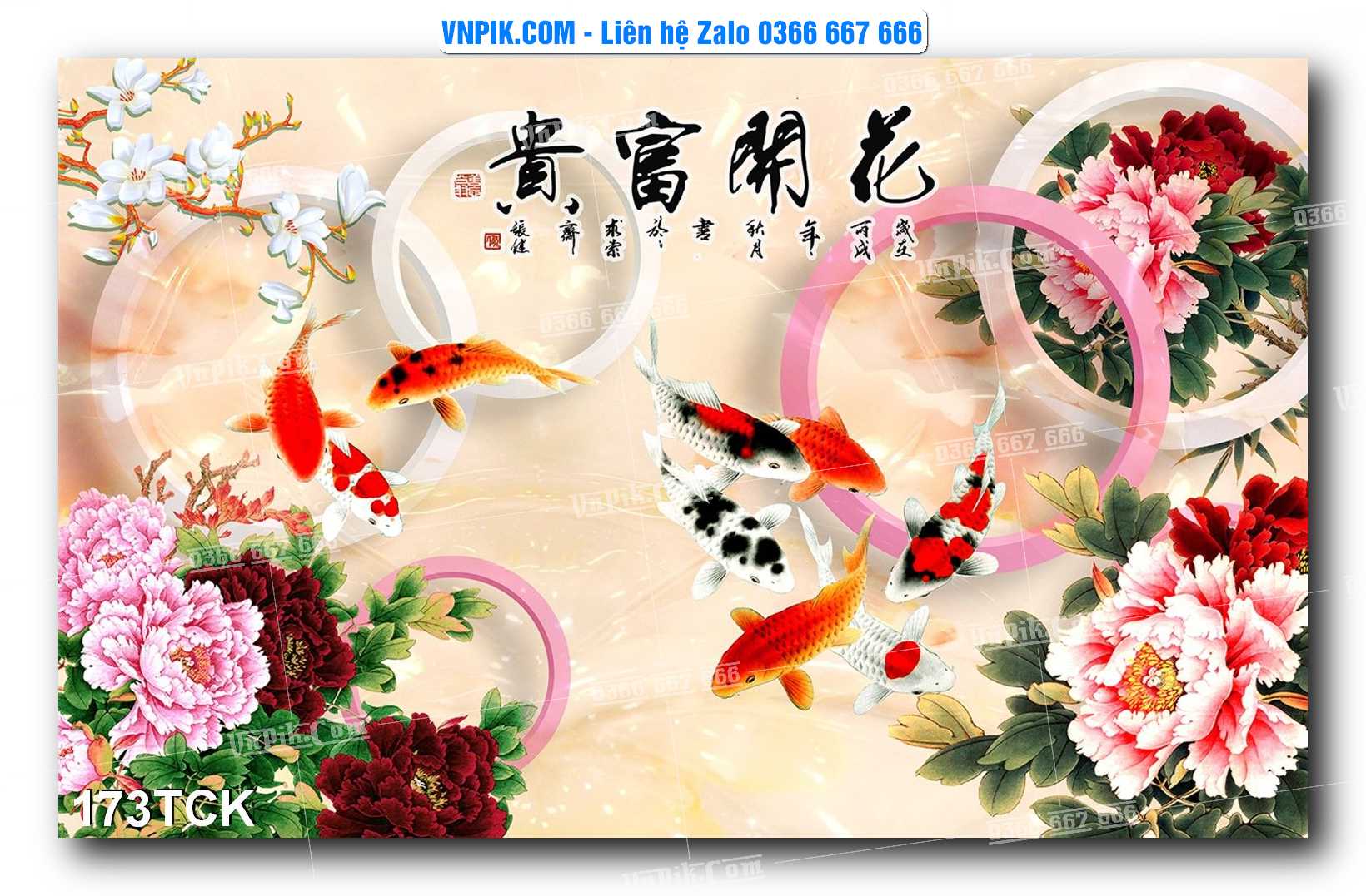 Tranh Hoa Sen – Cá Koi – Cá Chép  173TCK