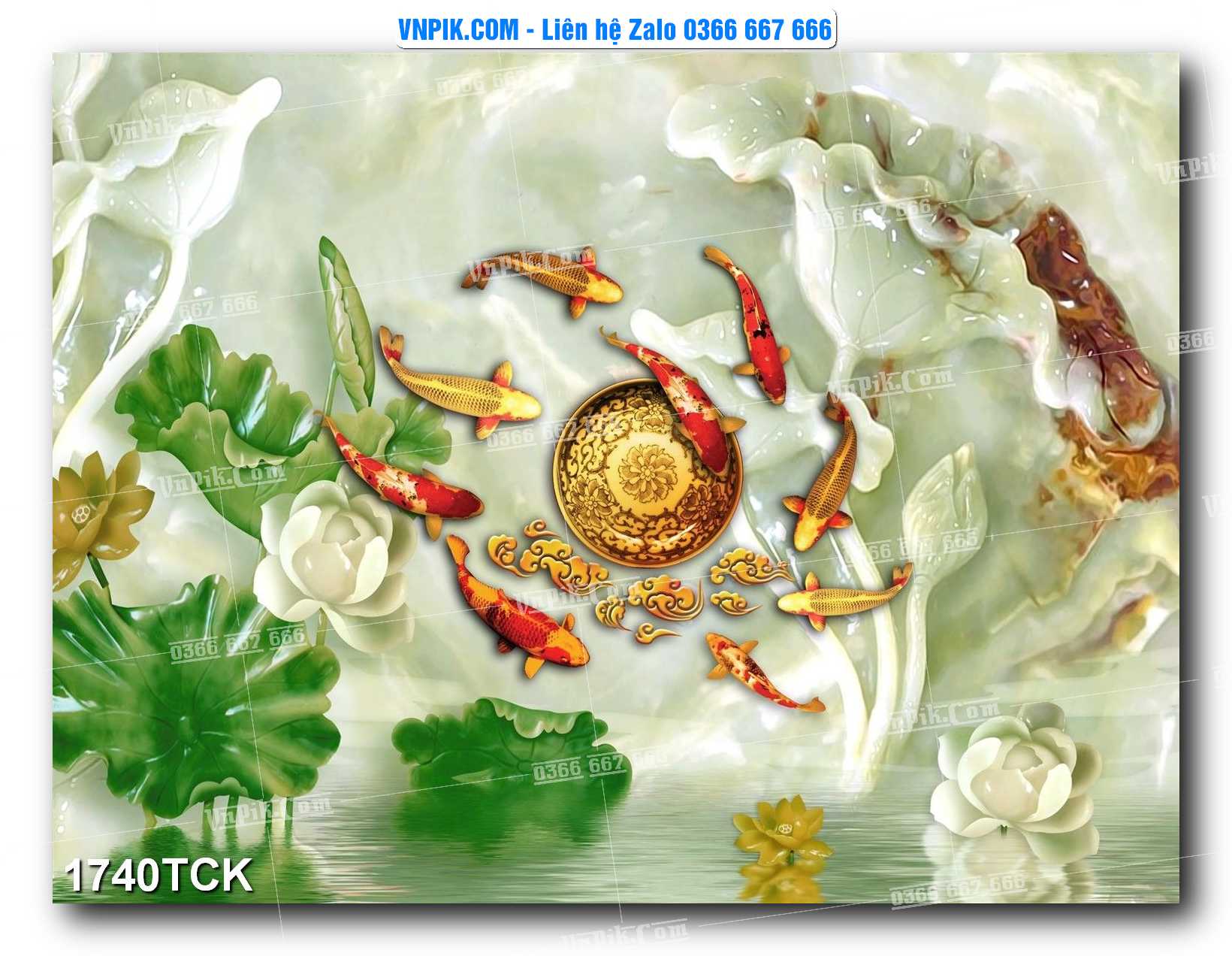 Tranh Hoa Sen – Cá Koi – Cá Chép 1740TCK