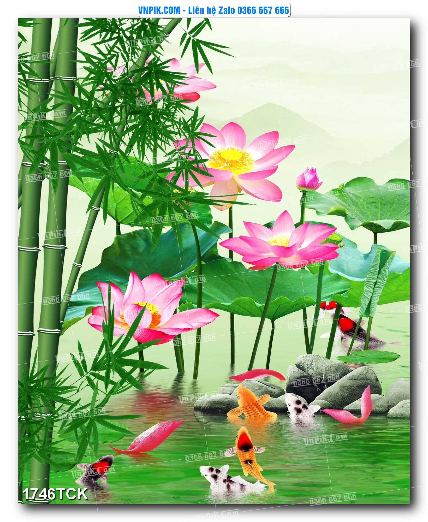 Tranh Hoa Sen – Cá Koi – Cá Chép 1746TCK