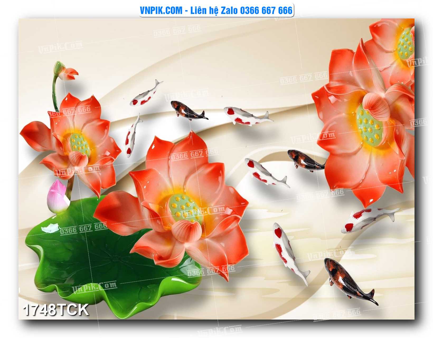 Tranh Hoa Sen – Cá Koi – Cá Chép 1748TCK