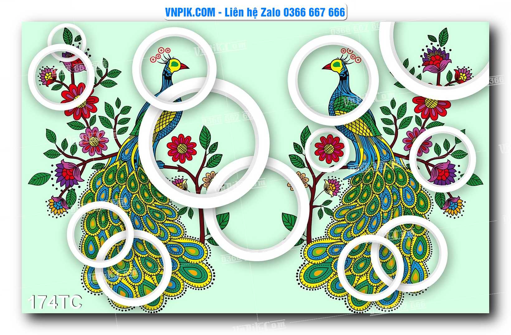 Tranh Treo Tường – Chim Công Hoa Mẫu Đơn 174TC