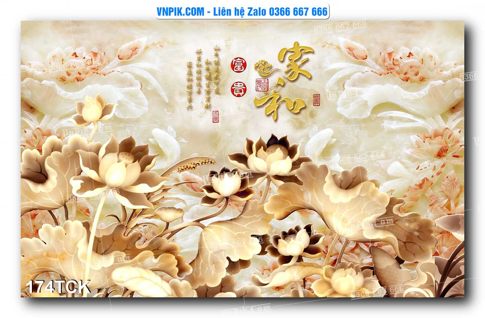 Tranh Hoa Sen – Cá Koi – Cá Chép  174TCK