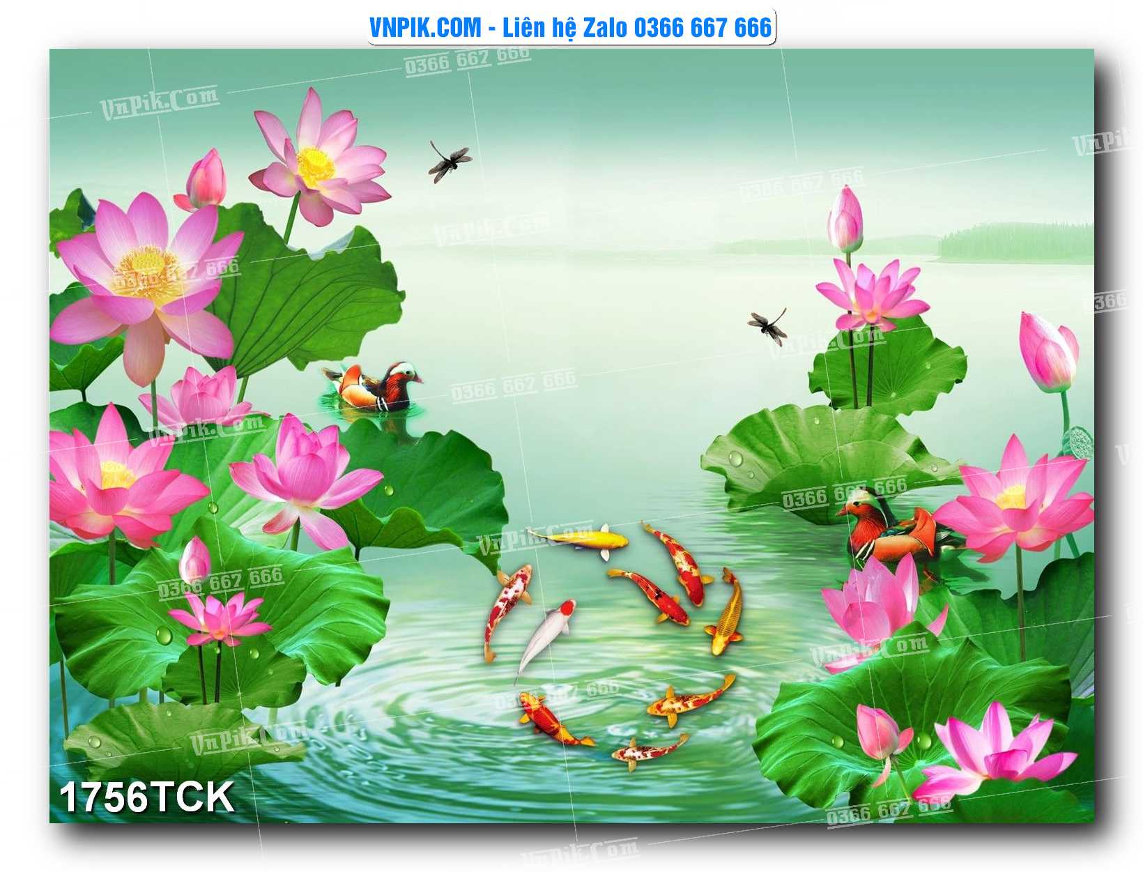 Tranh Hoa Sen – Cá Koi – Cá Chép 1756TCK
