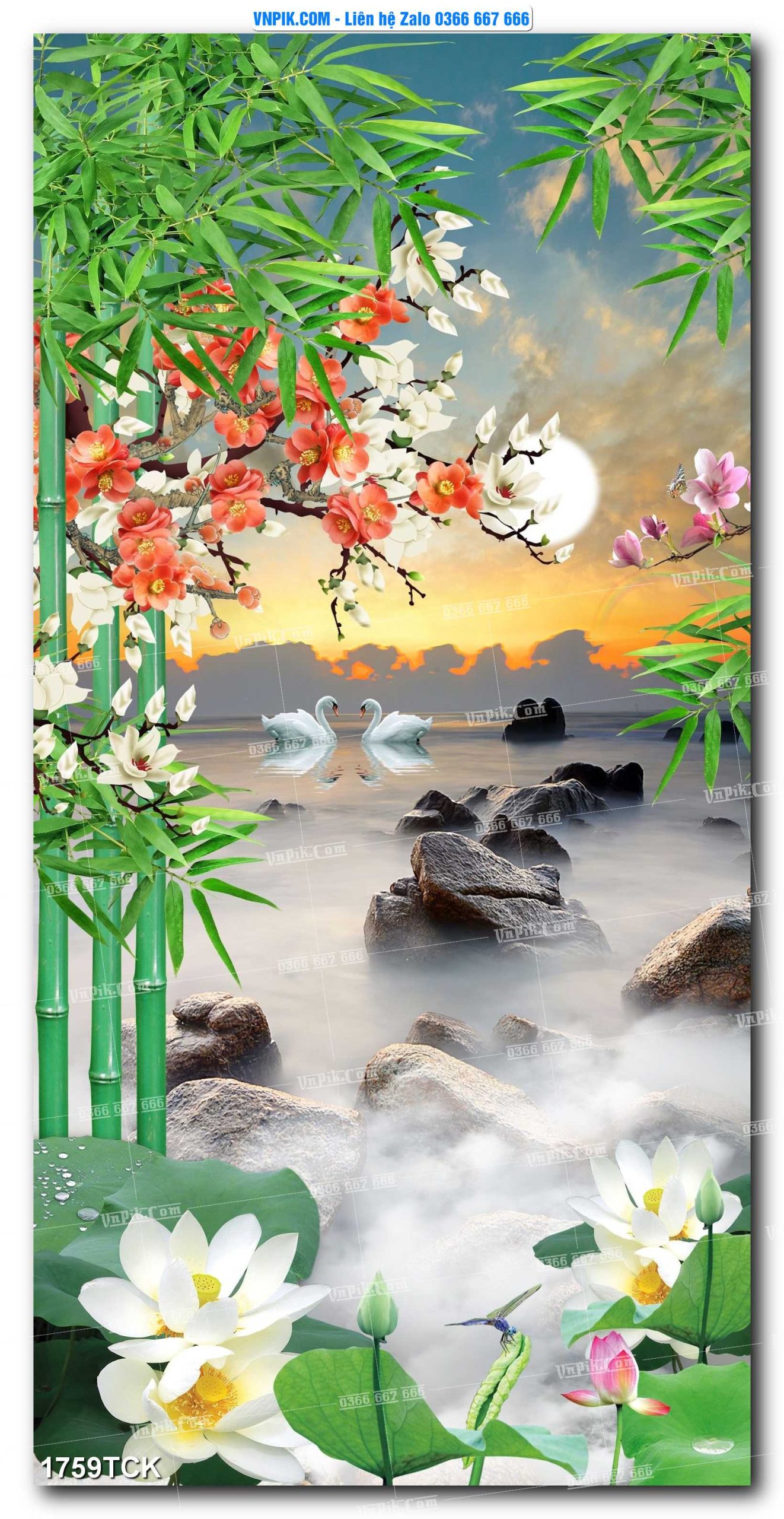 Tranh Hoa Sen – Cá Koi – Cá Chép 1759TCK