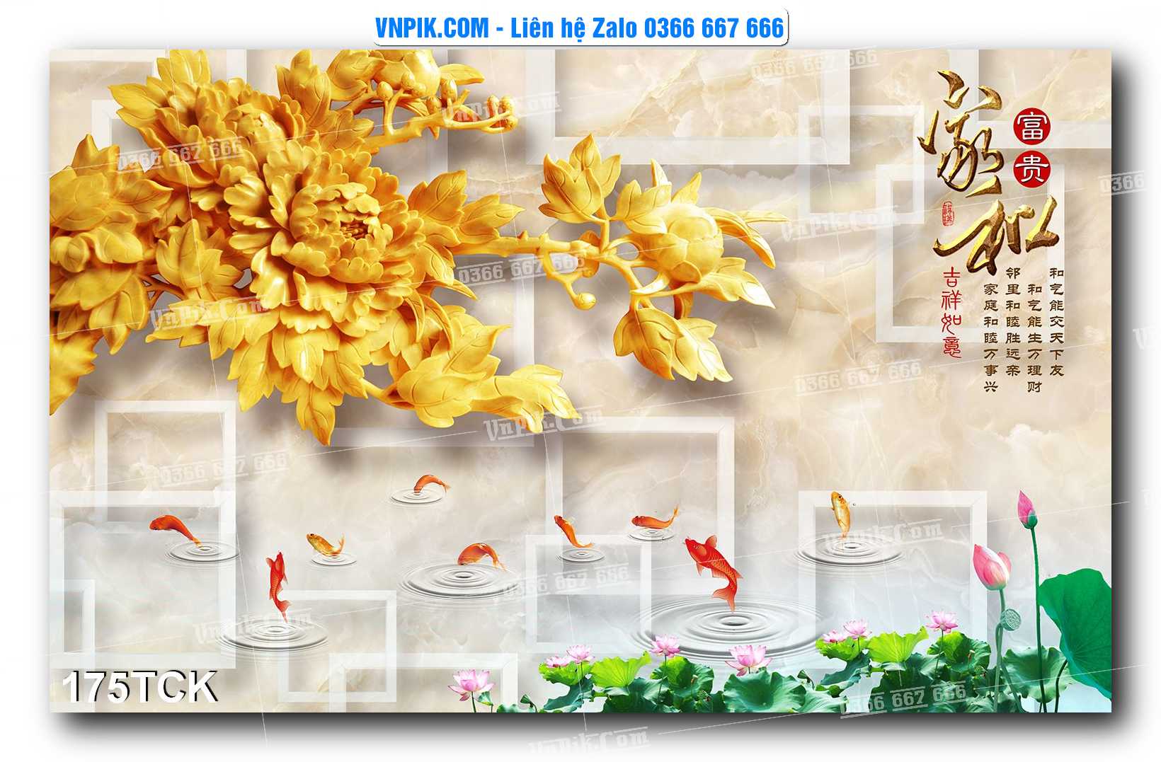 Tranh Hoa Sen – Cá Koi – Cá Chép  175TCK