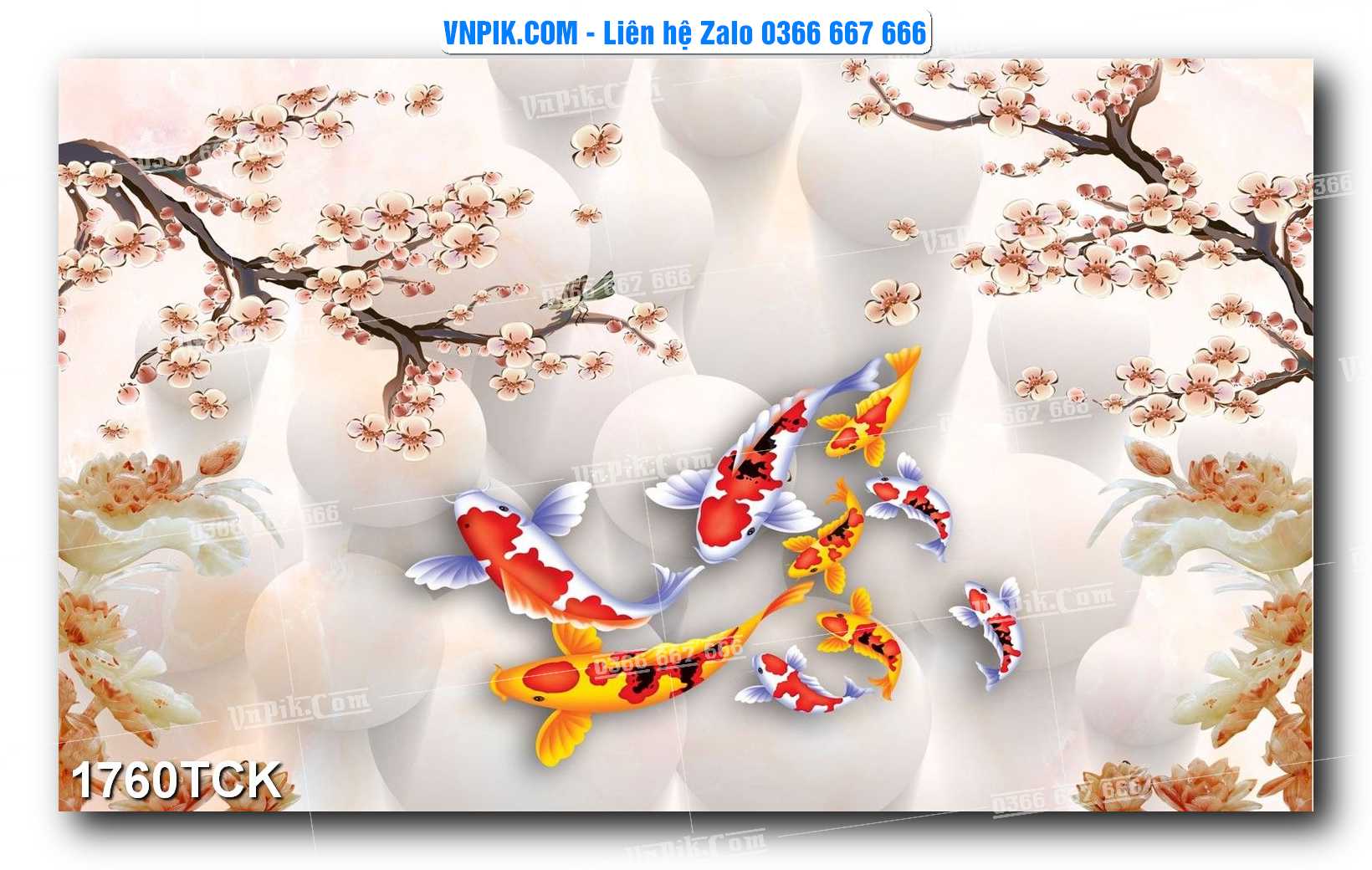 Tranh Hoa Sen – Cá Koi – Cá Chép 1760TCK