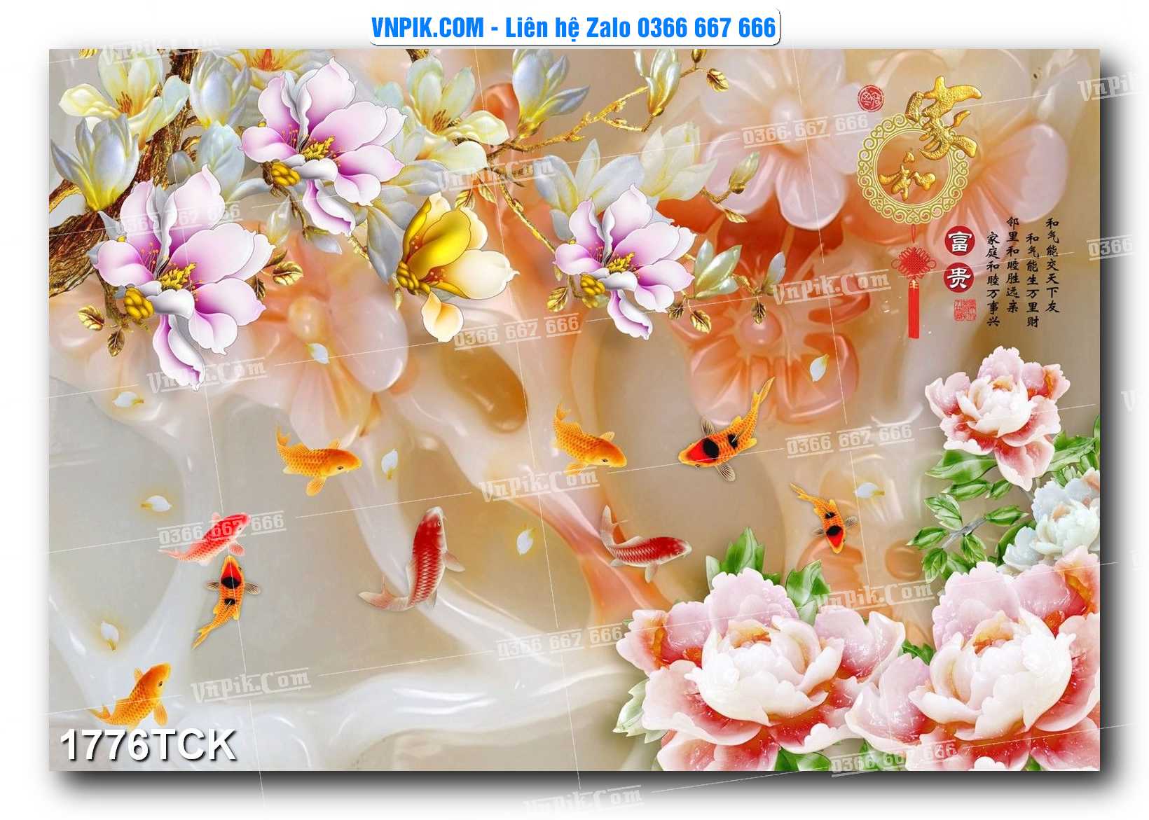Tranh Hoa Sen – Cá Koi – Cá Chép 1776TCK