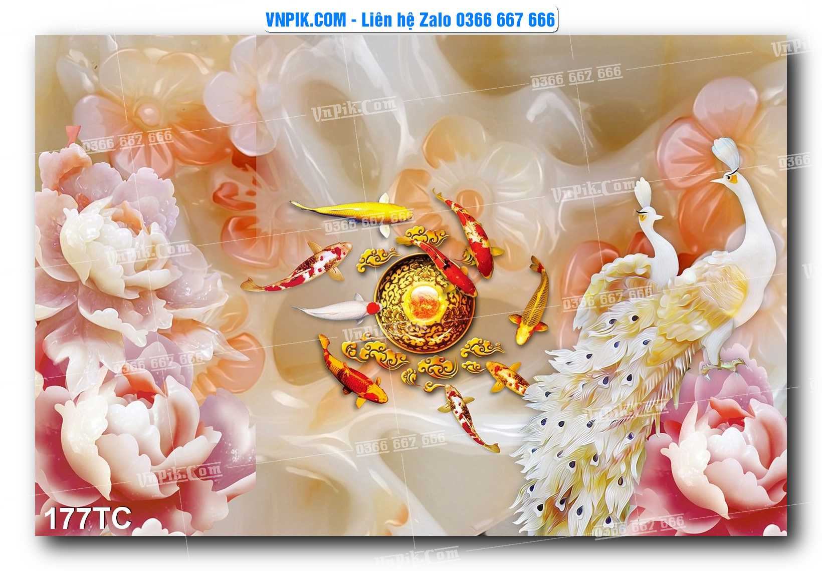 Tranh Treo Tường – Chim Công Hoa Mẫu Đơn 177TC