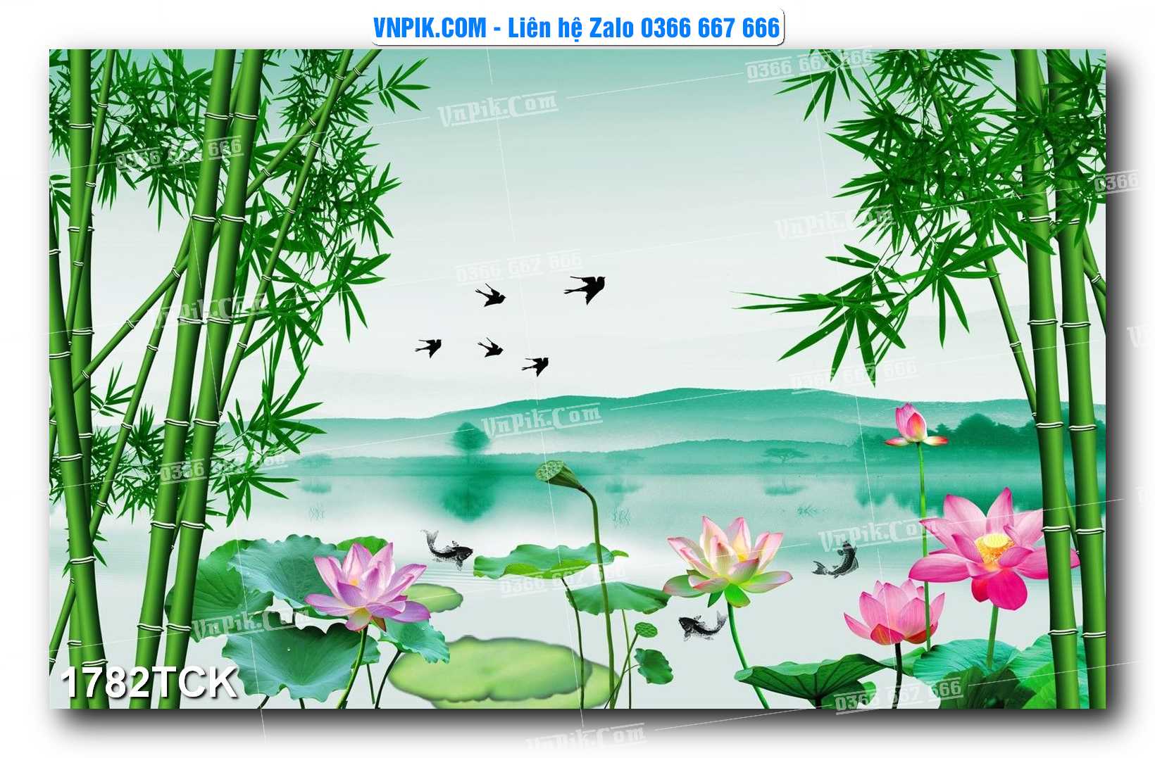 Tranh Hoa Sen – Cá Koi – Cá Chép 1782TCK