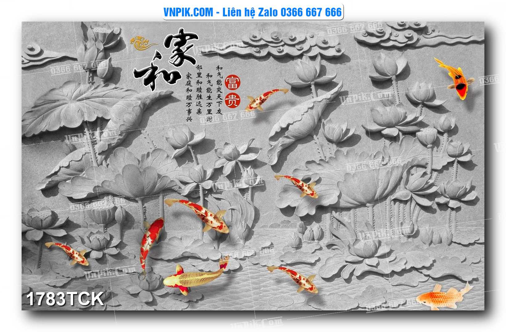 Tranh Hoa Sen – Cá Koi – Cá Chép 1783TCK