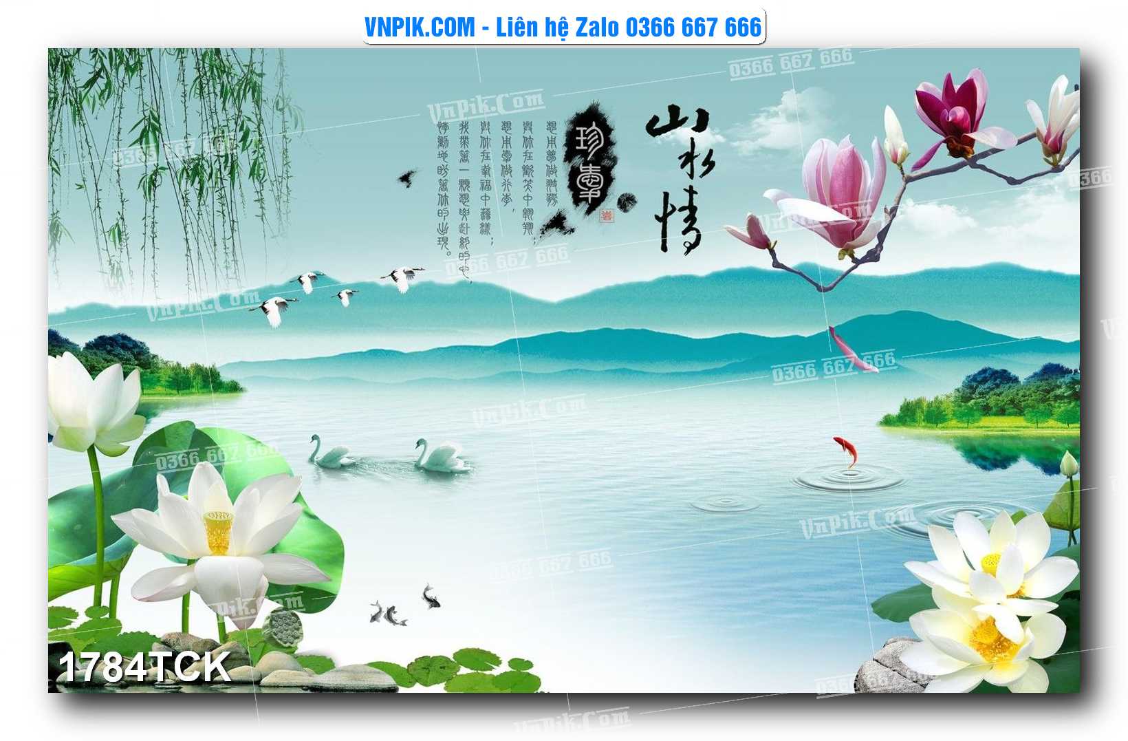 Tranh Hoa Sen – Cá Koi – Cá Chép 1784TCK