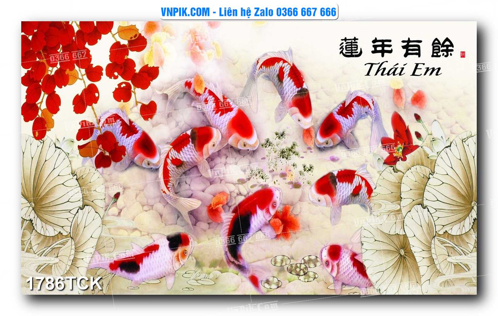 Tranh Hoa Sen – Cá Koi – Cá Chép 1786TCK