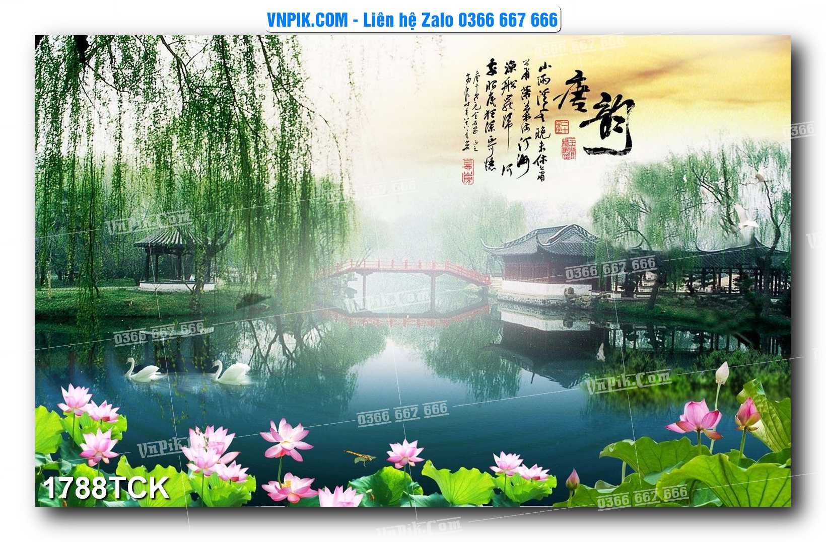 Tranh Hoa Sen – Cá Koi – Cá Chép 1788TCK