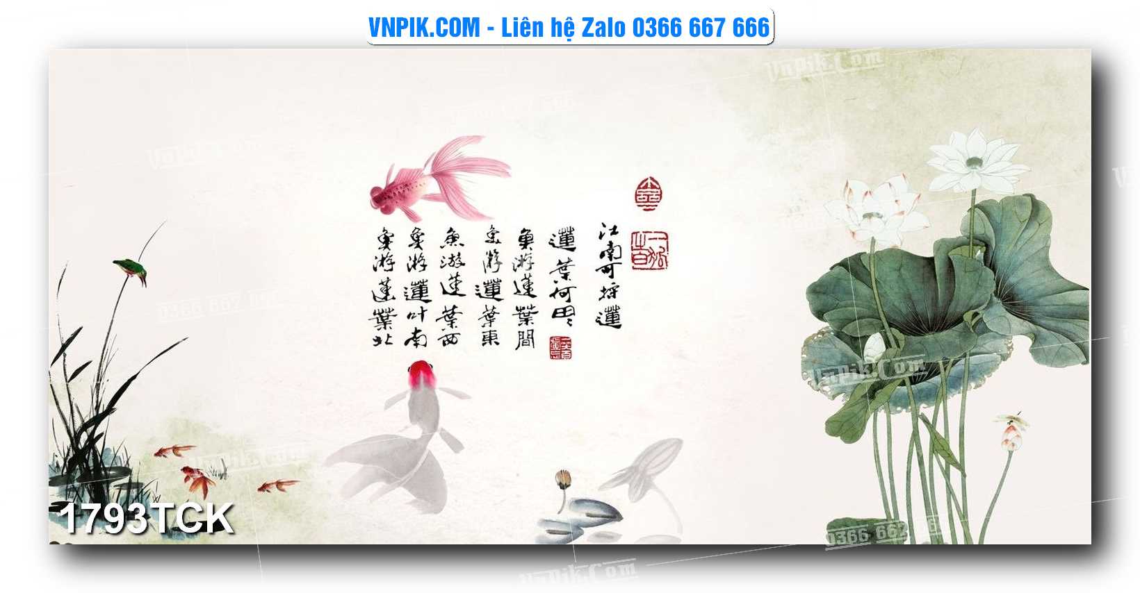 Tranh Hoa Sen – Cá Koi – Cá Chép 1793TCK
