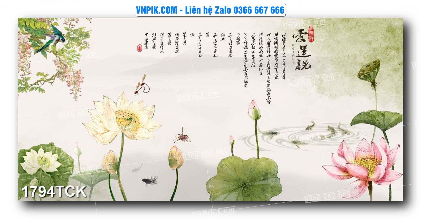 Tranh Hoa Sen – Cá Koi – Cá Chép 1794TCK