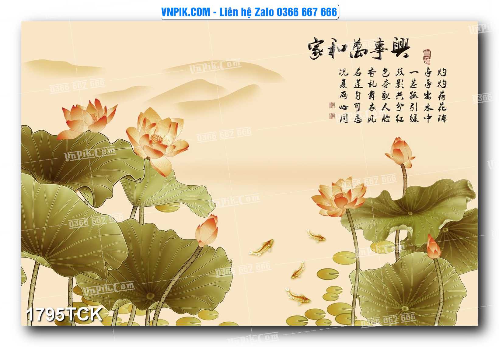 Tranh Hoa Sen – Cá Koi – Cá Chép 1795TCK