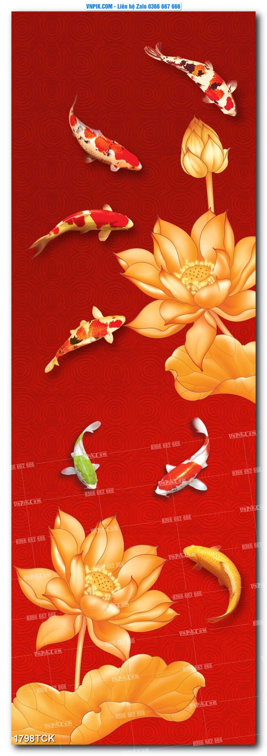 Tranh Hoa Sen – Cá Koi – Cá Chép 1798TCK