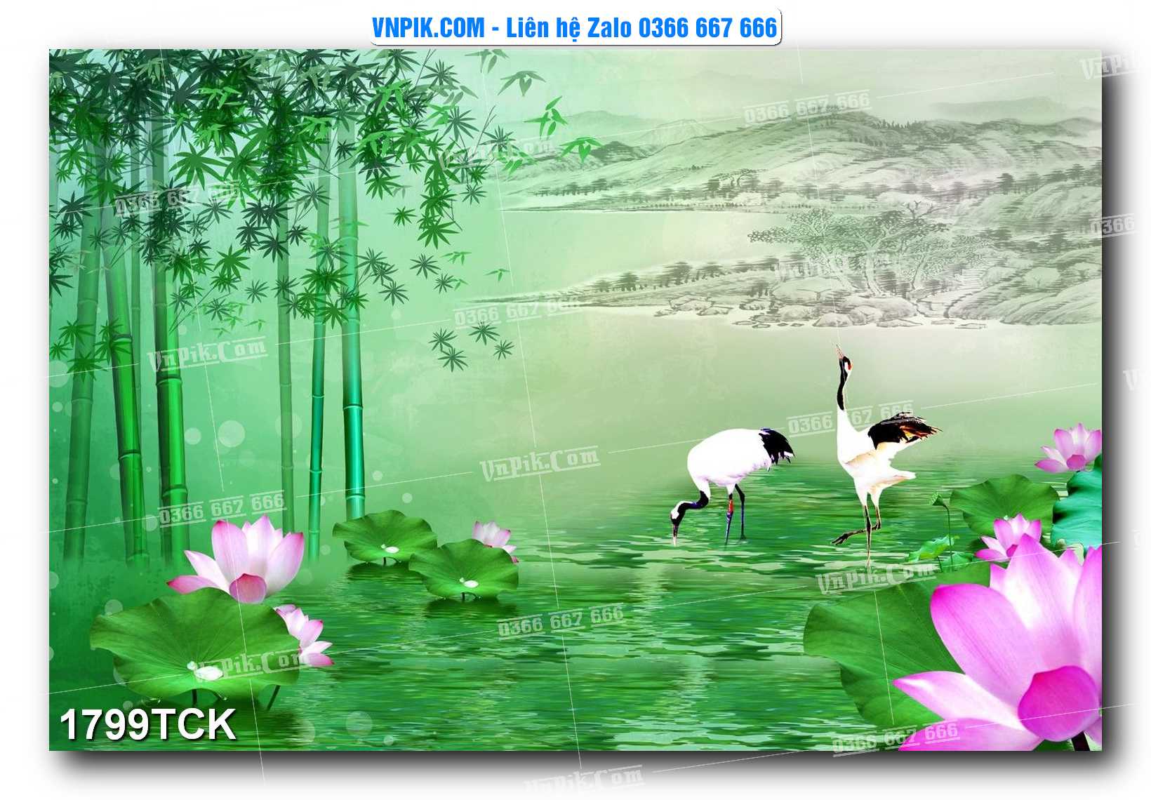 Tranh Hoa Sen – Cá Koi – Cá Chép 1799TCK