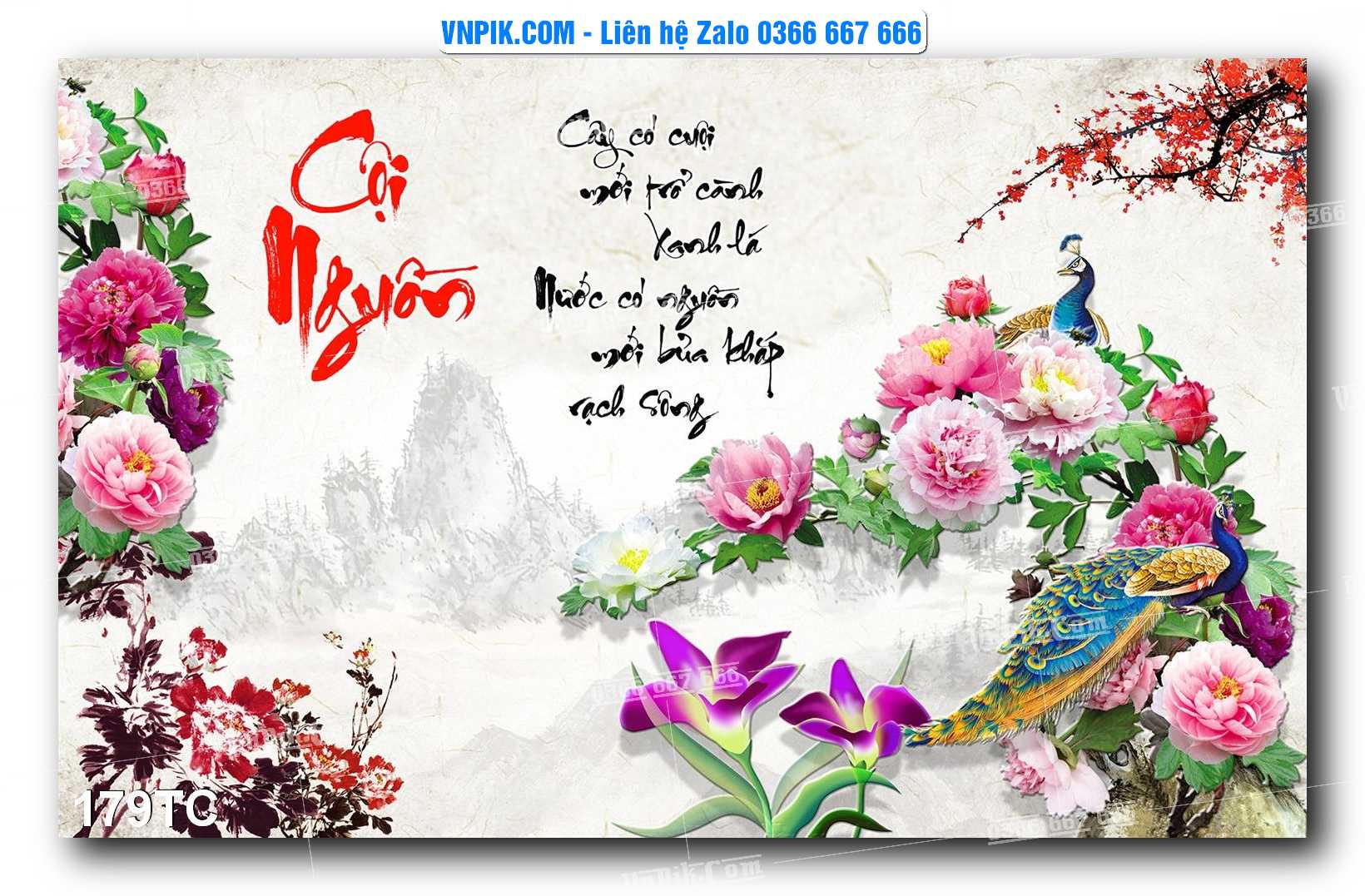 Tranh Treo Tường – Chim Công Hoa Mẫu Đơn 179TC