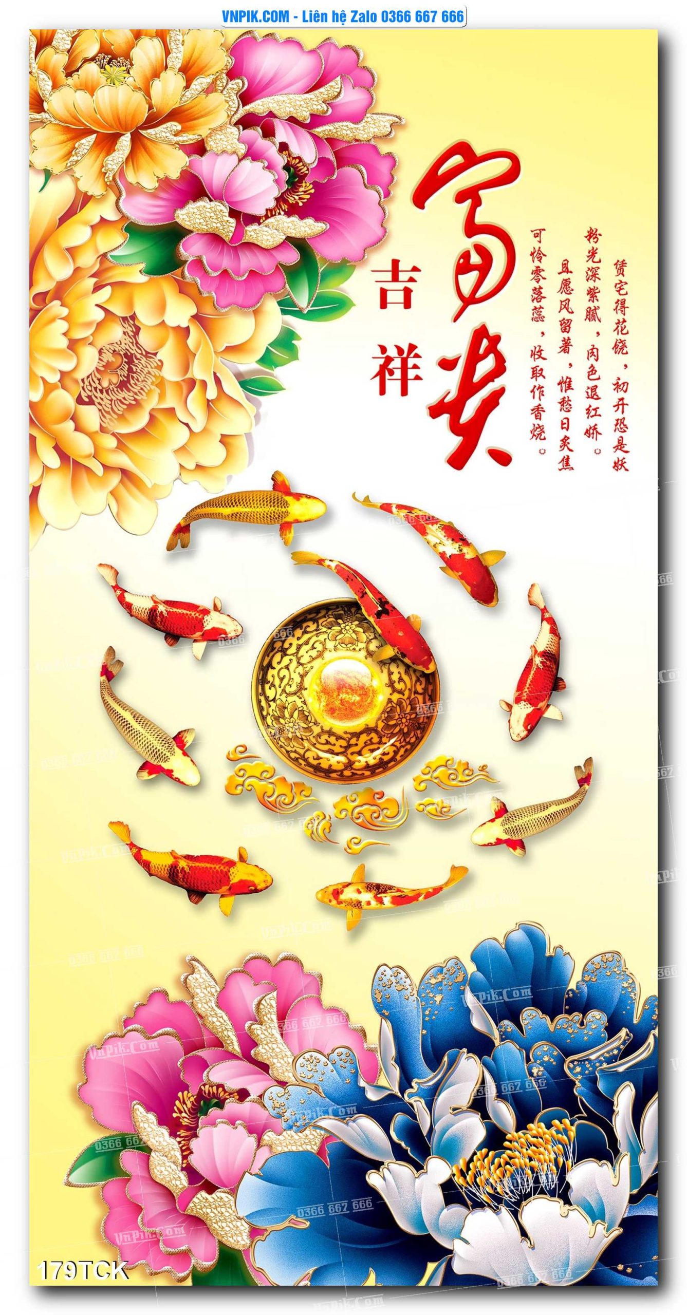 Tranh Hoa Sen – Cá Koi – Cá Chép  179TCK