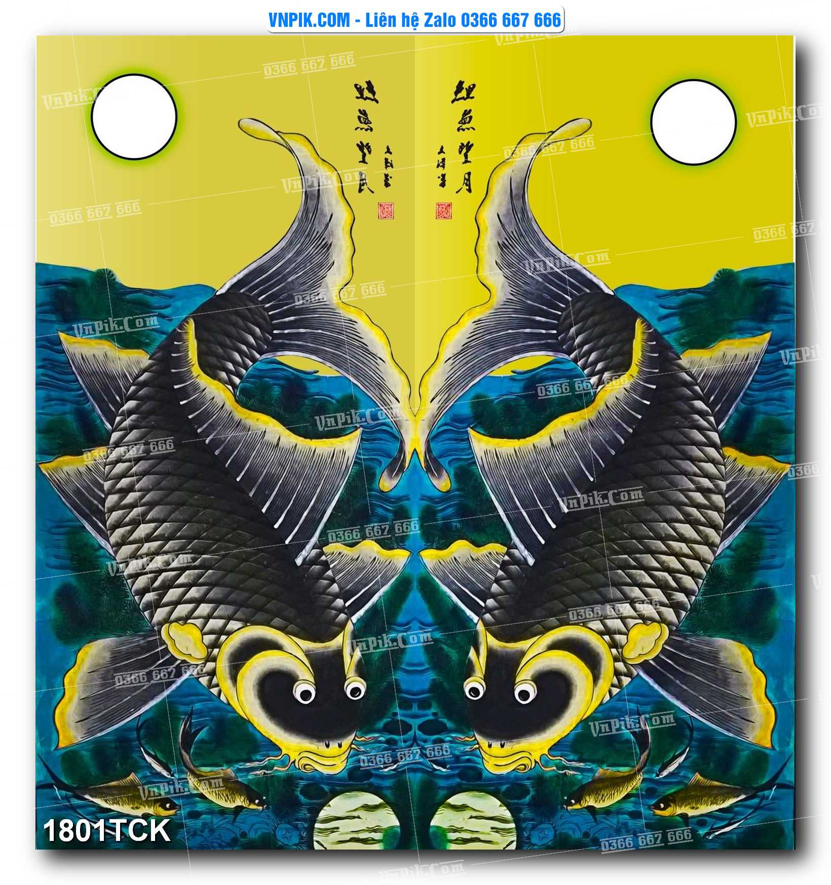 Tranh Hoa Sen – Cá Koi – Cá Chép 1801TCK