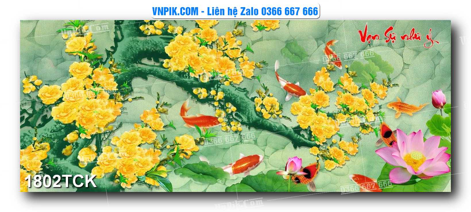 Tranh Hoa Sen – Cá Koi – Cá Chép 1802TCK