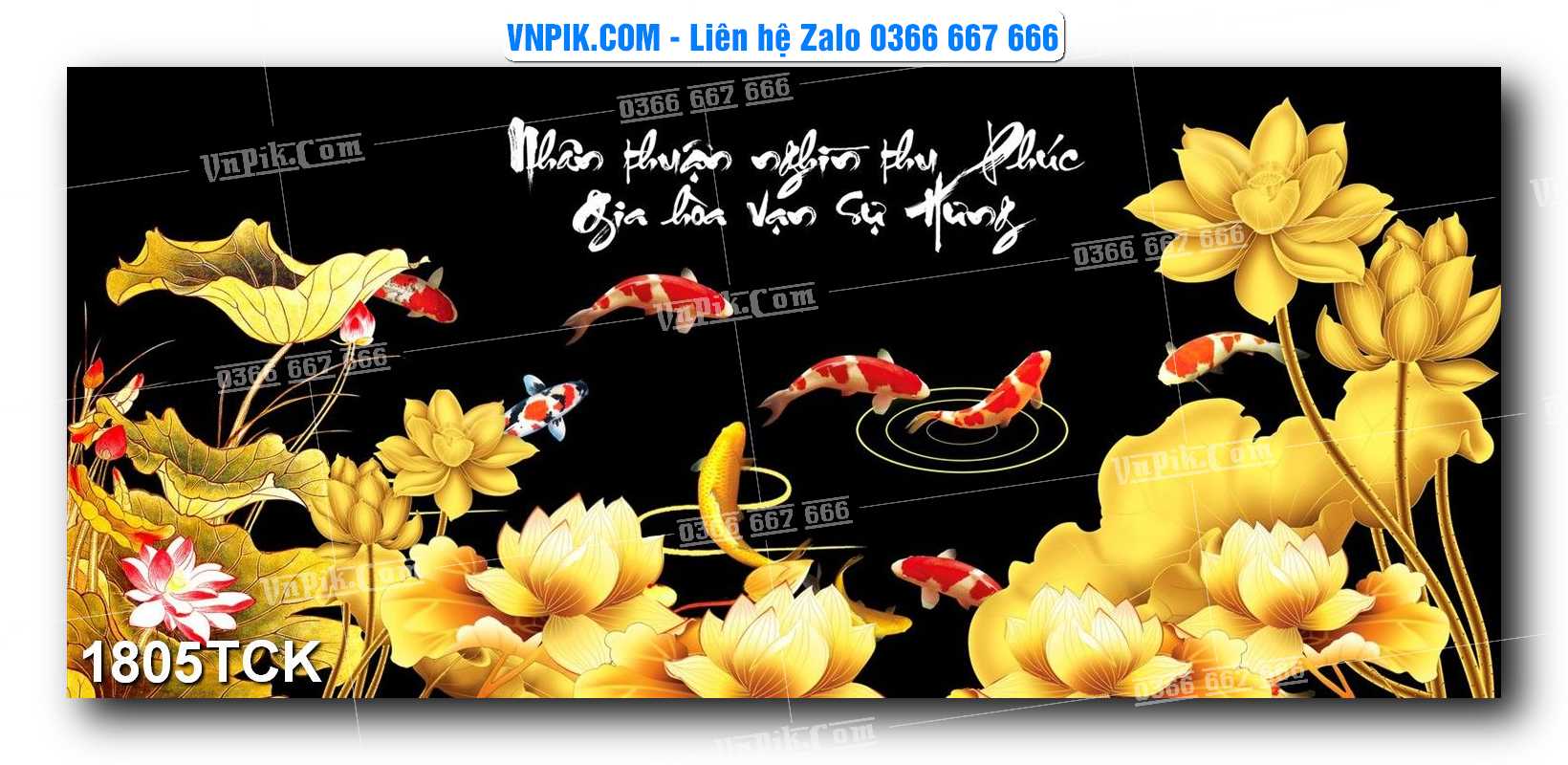 Tranh Hoa Sen – Cá Koi – Cá Chép 1805TCK