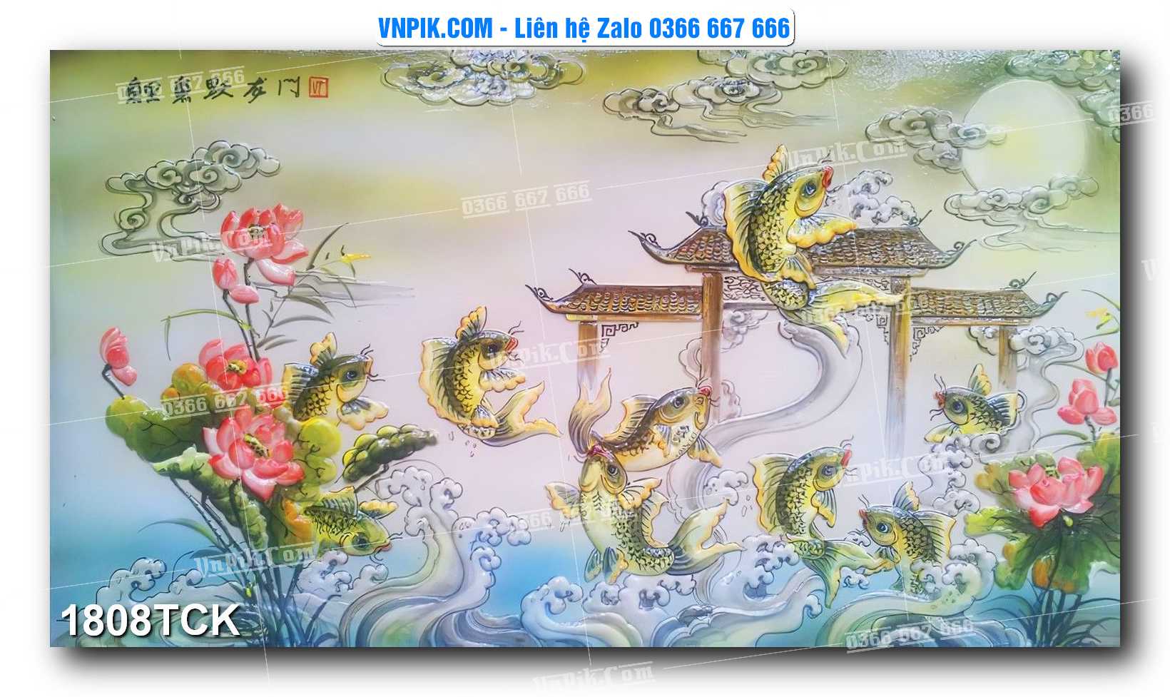 Tranh Hoa Sen – Cá Koi – Cá Chép 1808TCK