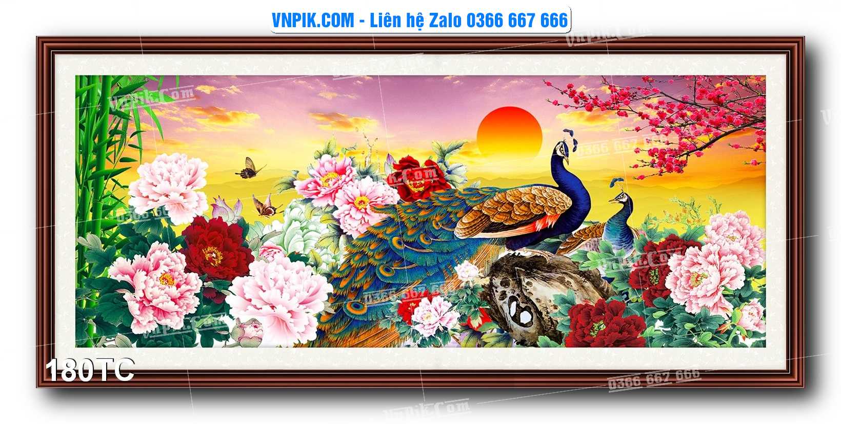 Tranh Treo Tường – Chim Công Hoa Mẫu Đơn 180TC