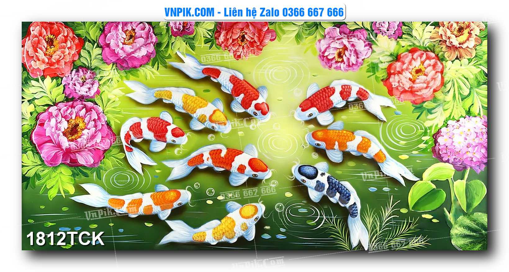 Tranh Hoa Sen – Cá Koi – Cá Chép 1812TCK