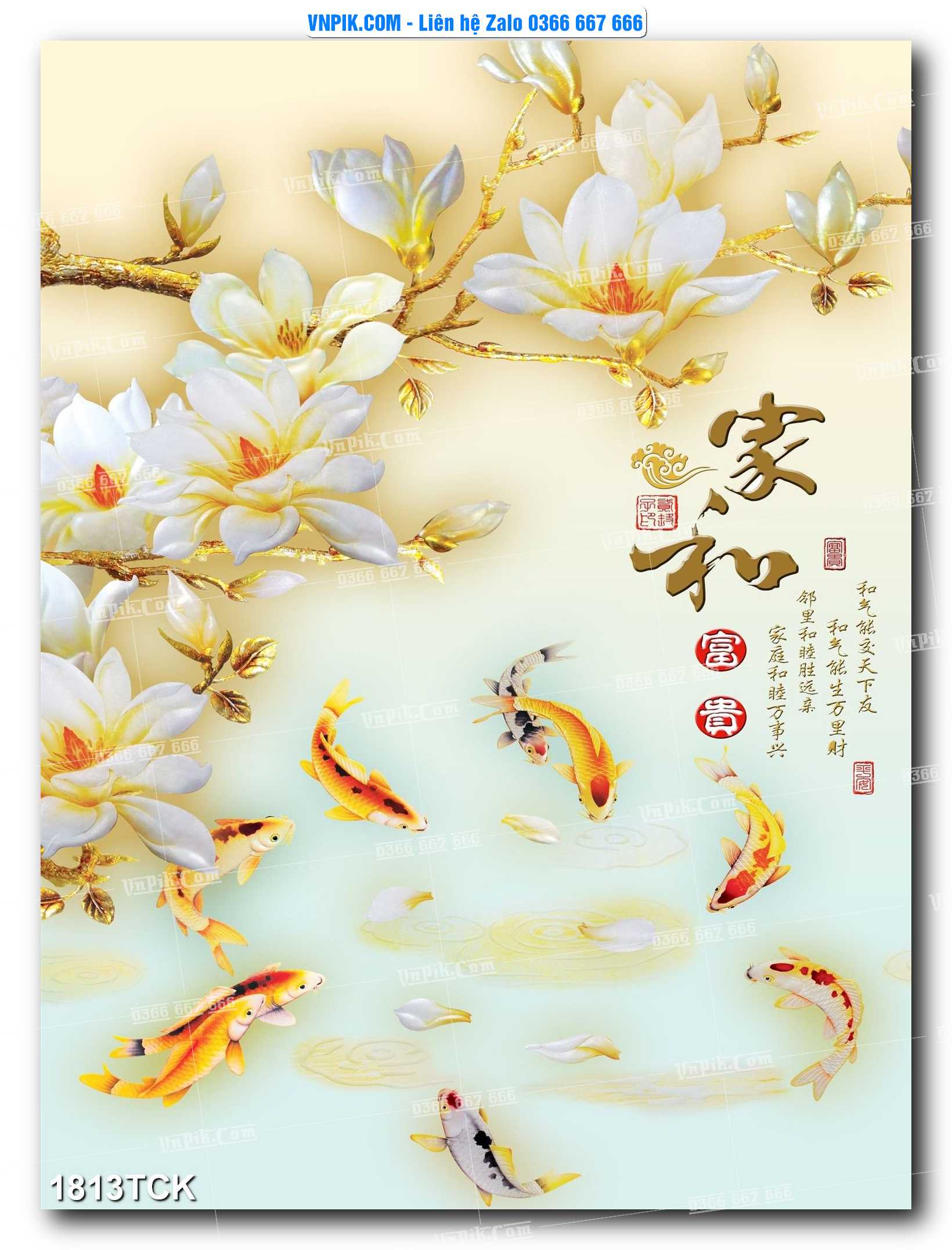 Tranh Hoa Sen – Cá Koi – Cá Chép 1813TCK