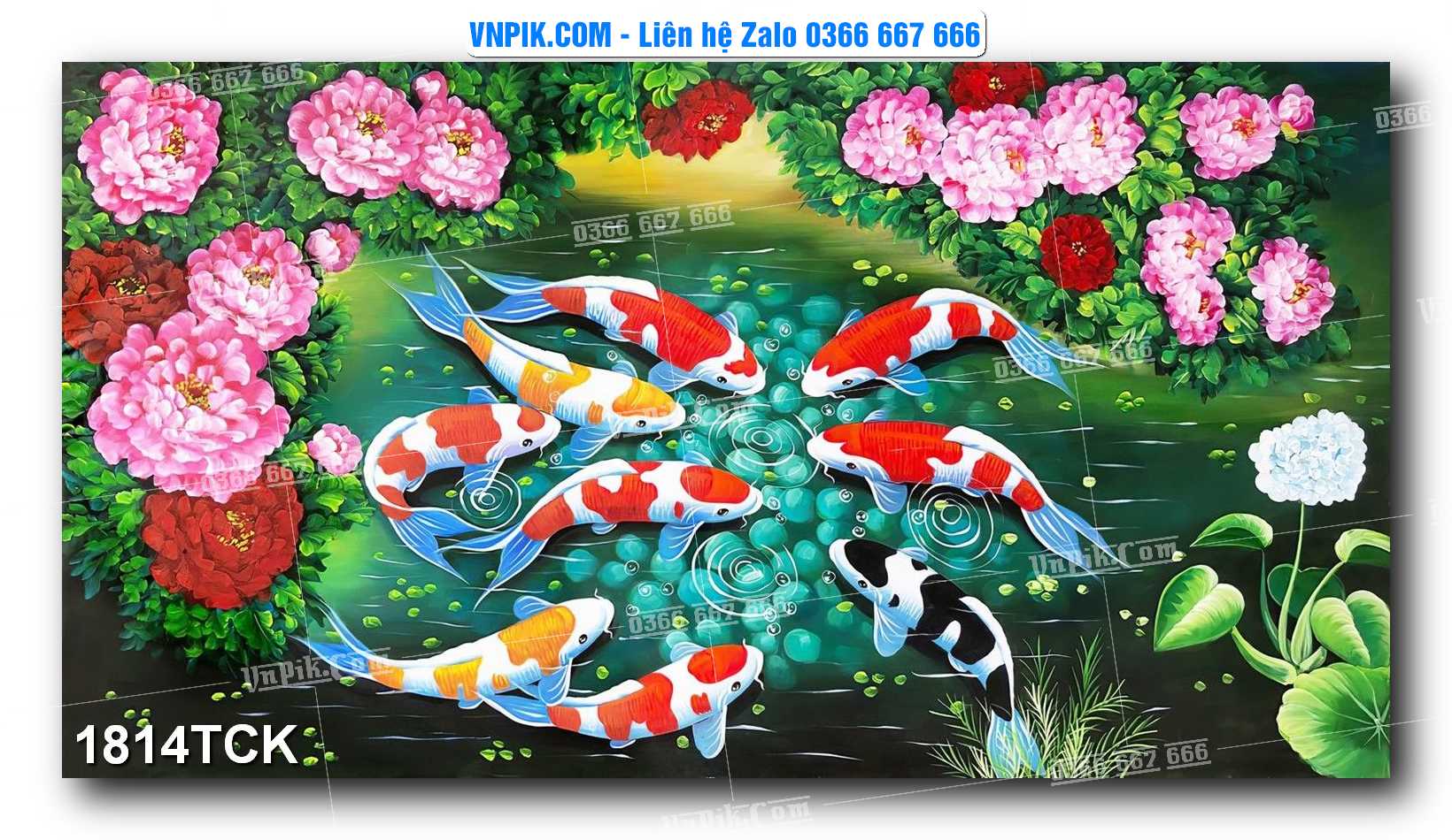 Tranh Hoa Sen – Cá Koi – Cá Chép 1814TCK