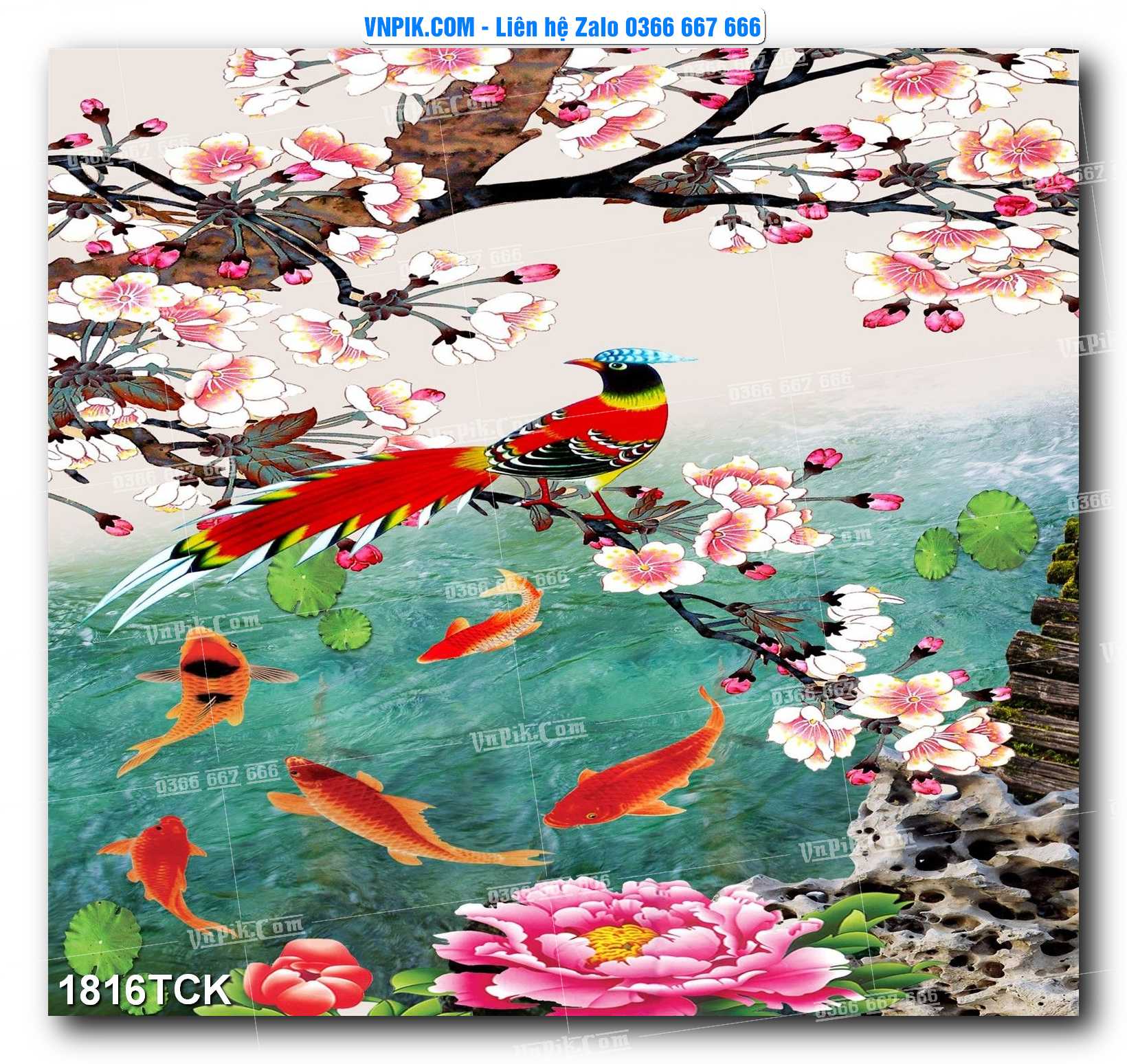 Tranh Hoa Sen – Cá Koi – Cá Chép 1816TCK