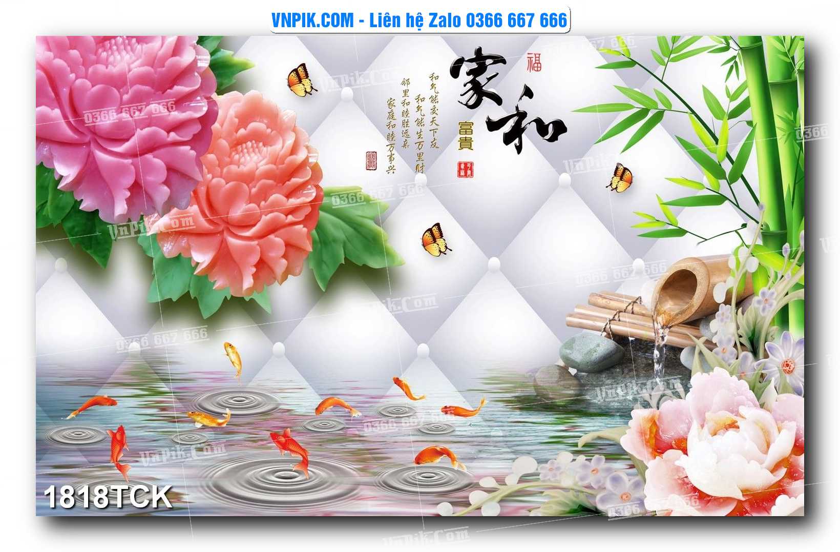 Tranh Hoa Sen – Cá Koi – Cá Chép 1818TCK