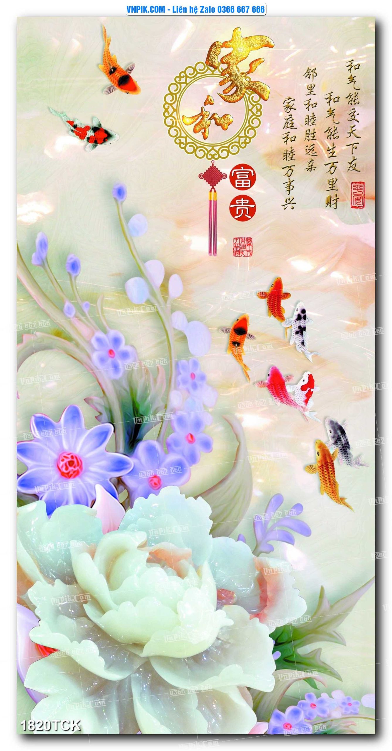 Tranh Hoa Sen – Cá Koi – Cá Chép 1820TCK