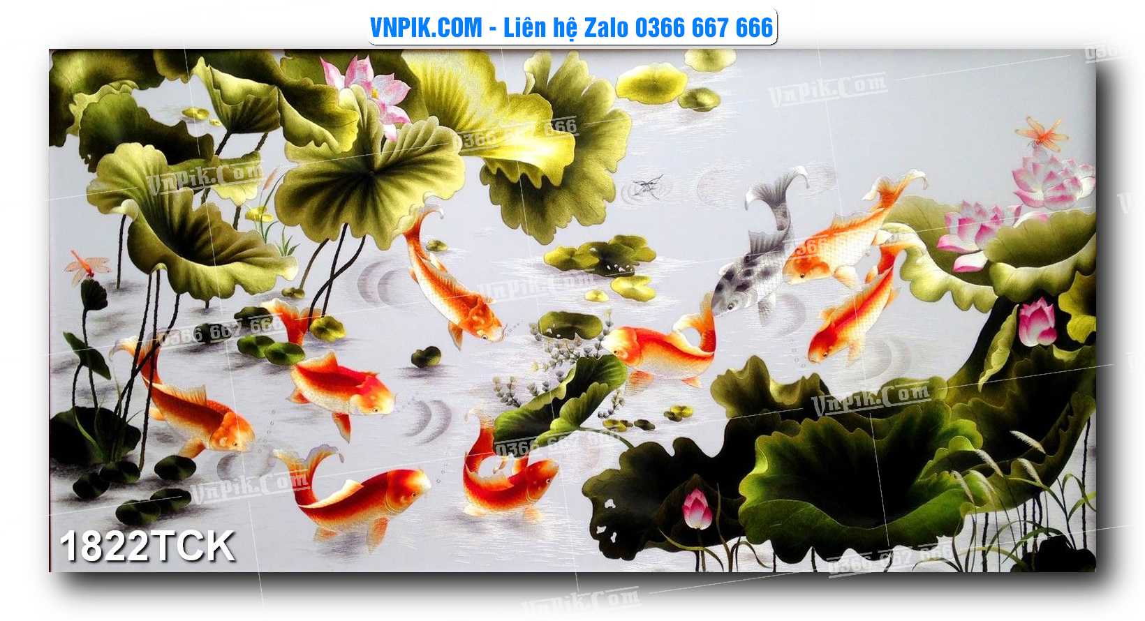 Tranh Hoa Sen – Cá Koi – Cá Chép 1822TCK