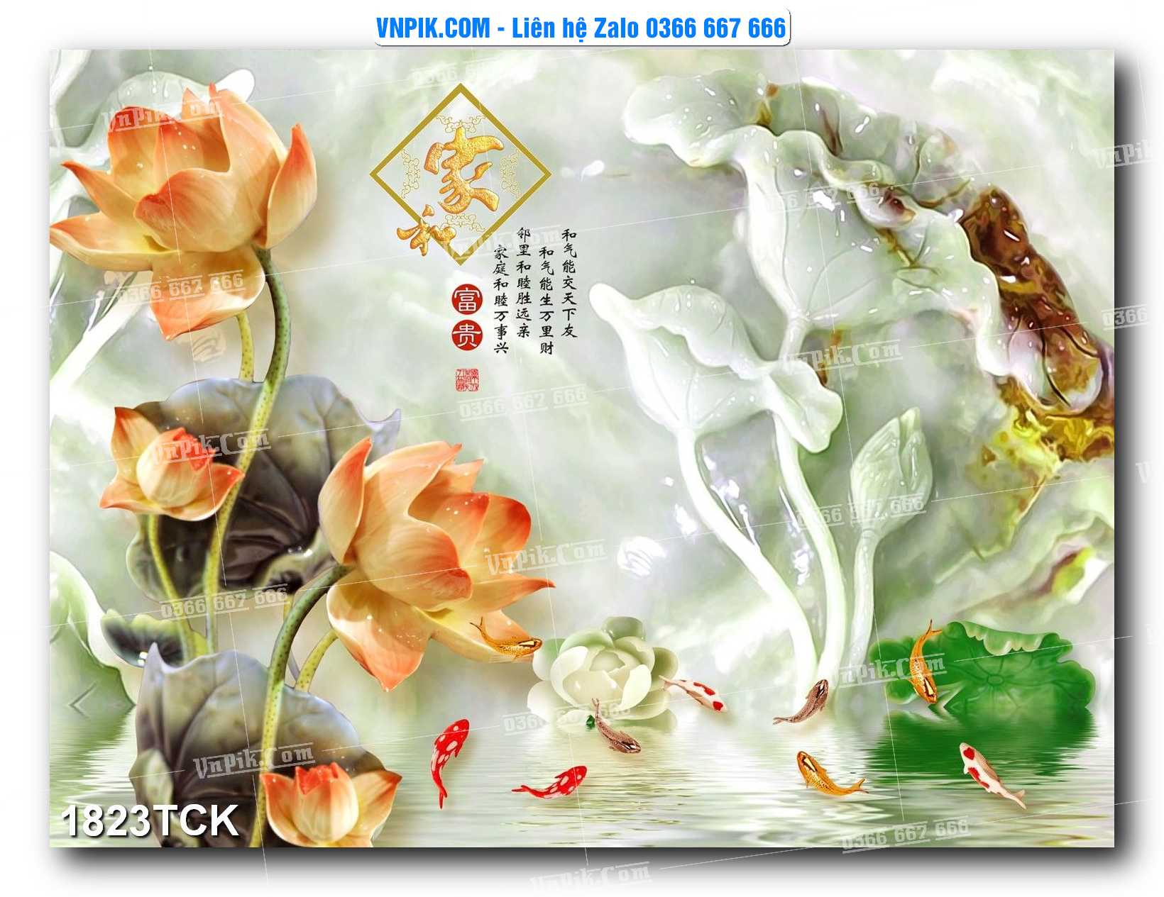 Tranh Hoa Sen – Cá Koi – Cá Chép 1823TCK