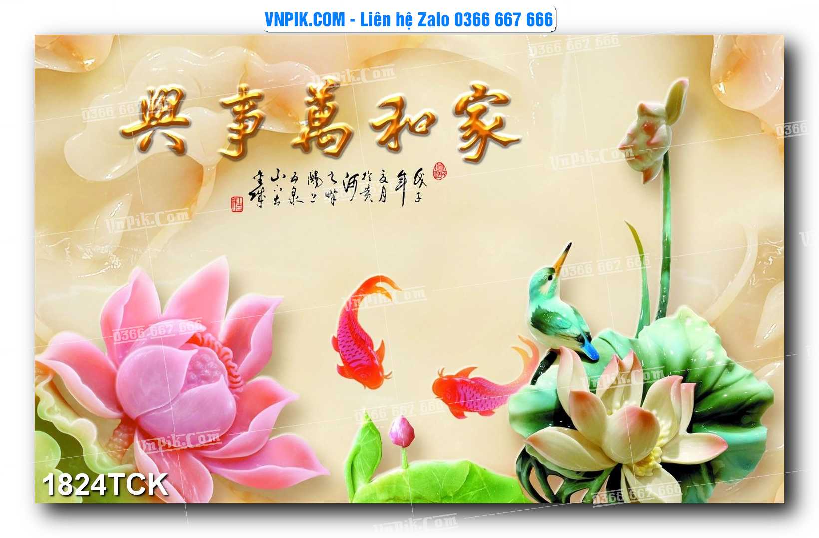 Tranh Hoa Sen – Cá Koi – Cá Chép 1824TCK