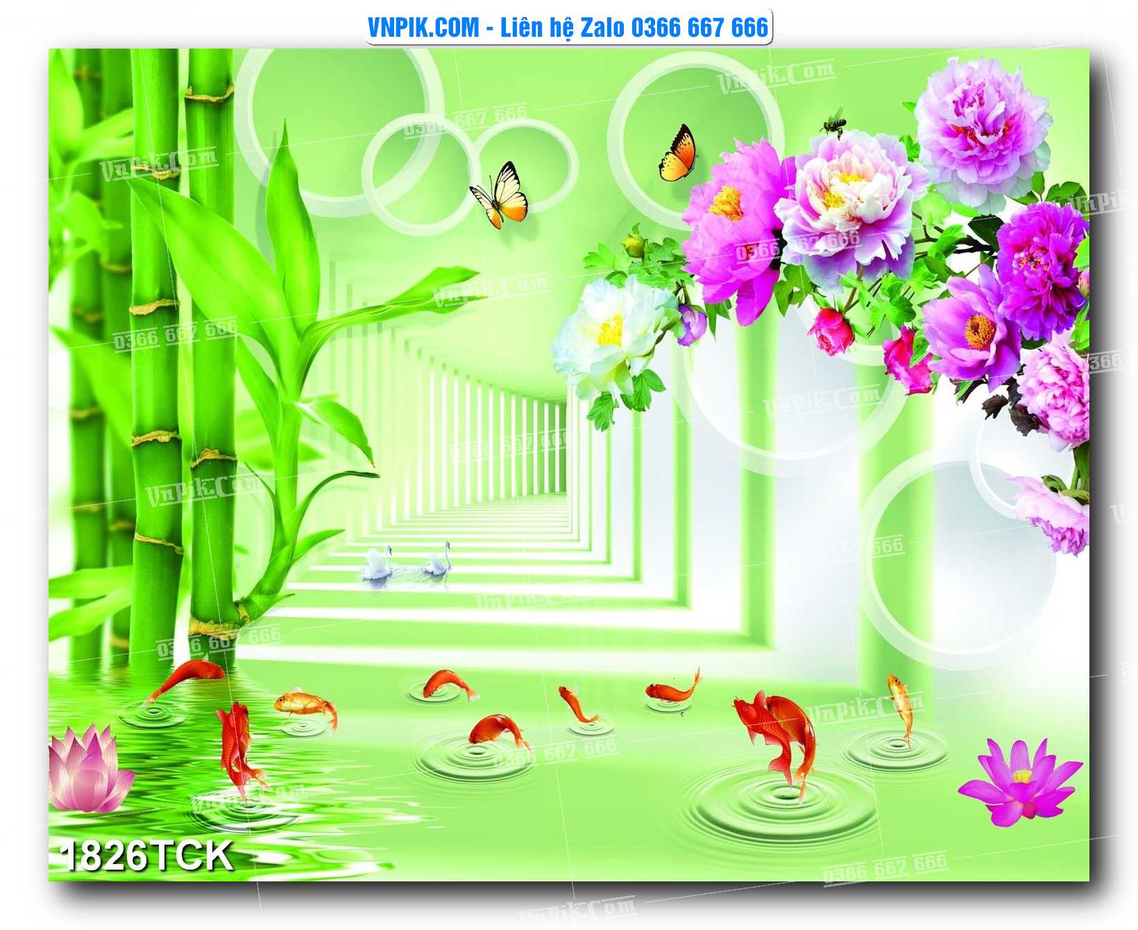 Tranh Hoa Sen – Cá Koi – Cá Chép 1826TCK