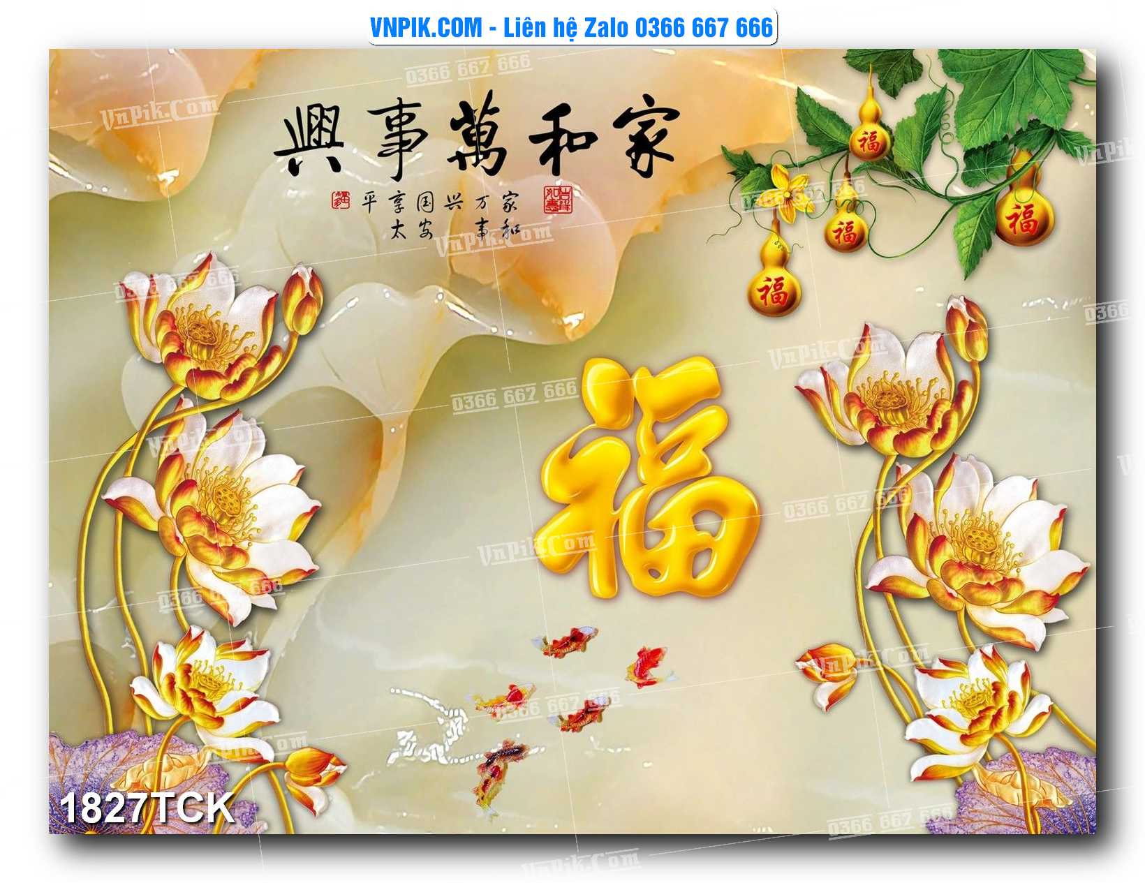 Tranh Hoa Sen – Cá Koi – Cá Chép 1827TCK