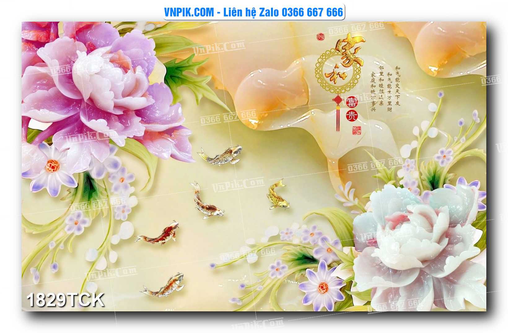 Tranh Hoa Sen – Cá Koi – Cá Chép 1829TCK
