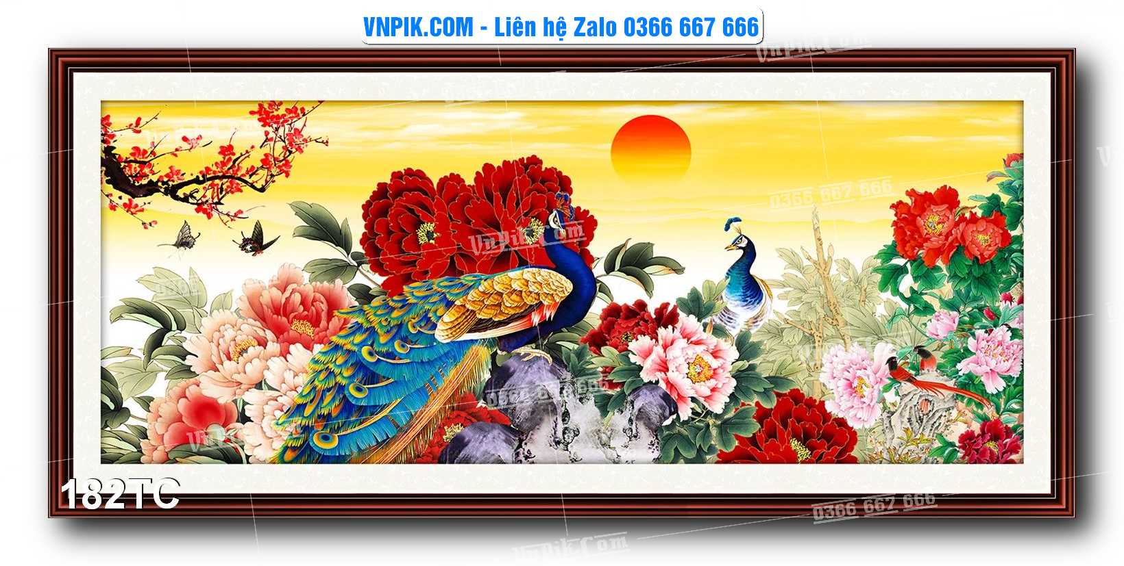 Tranh Treo Tường – Chim Công Hoa Mẫu Đơn 182TC