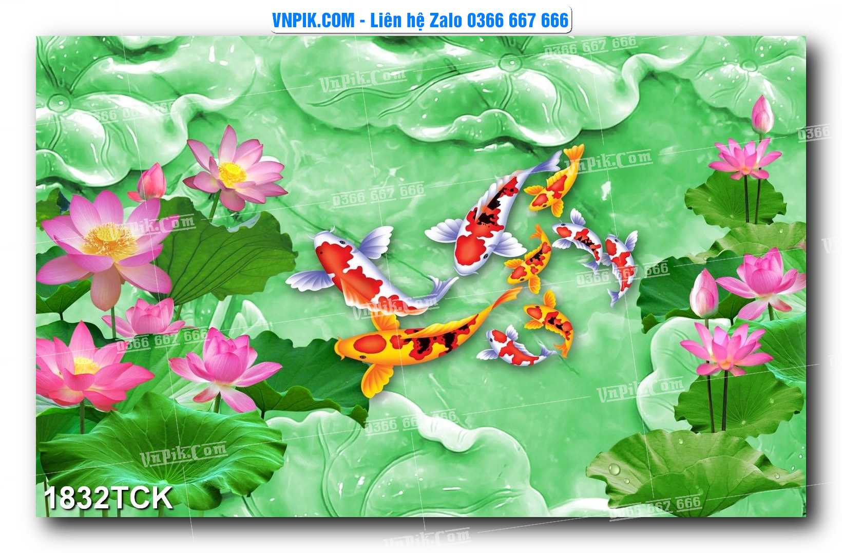 Tranh Hoa Sen – Cá Koi – Cá Chép 1832TCK