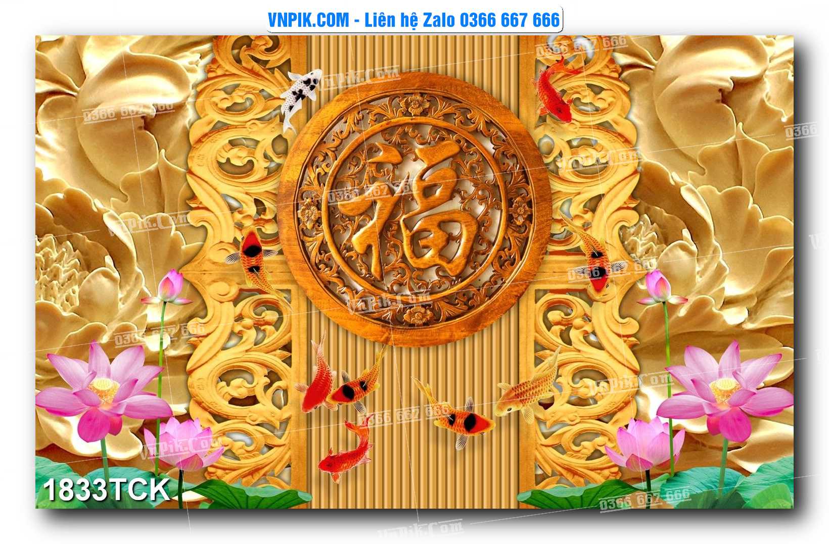 Tranh Hoa Sen – Cá Koi – Cá Chép 1833TCK