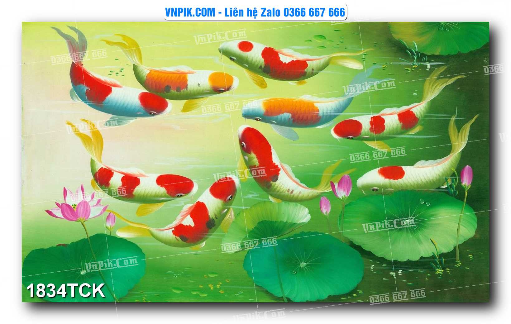 Tranh Hoa Sen – Cá Koi – Cá Chép 1834TCK
