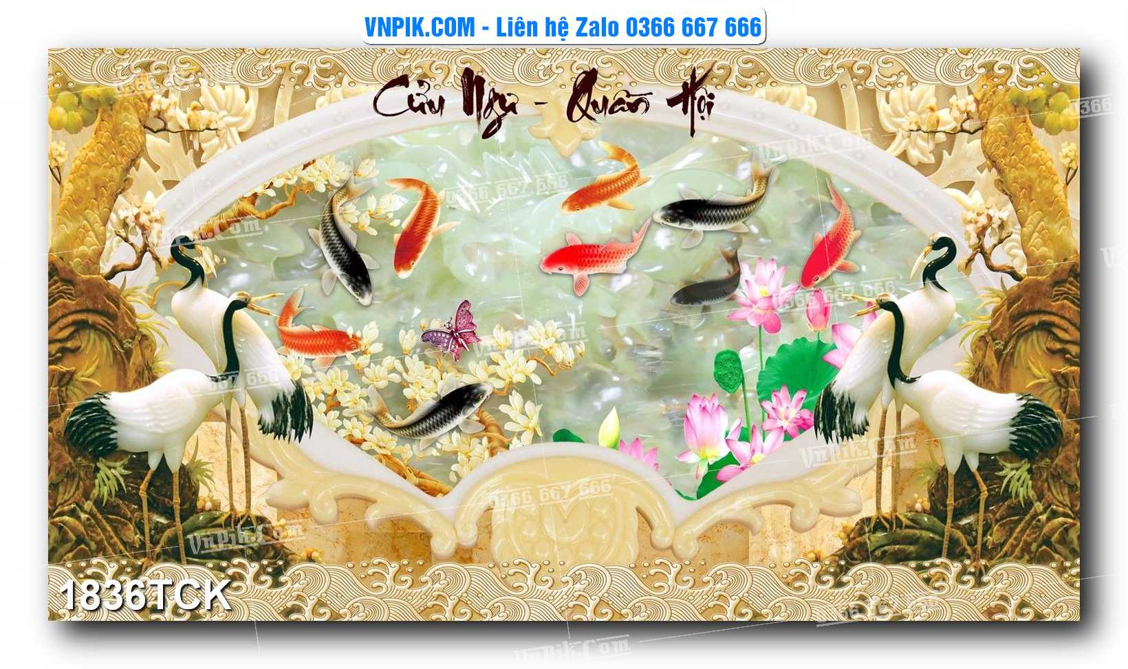 Tranh Hoa Sen – Cá Koi – Cá Chép 1836TCK