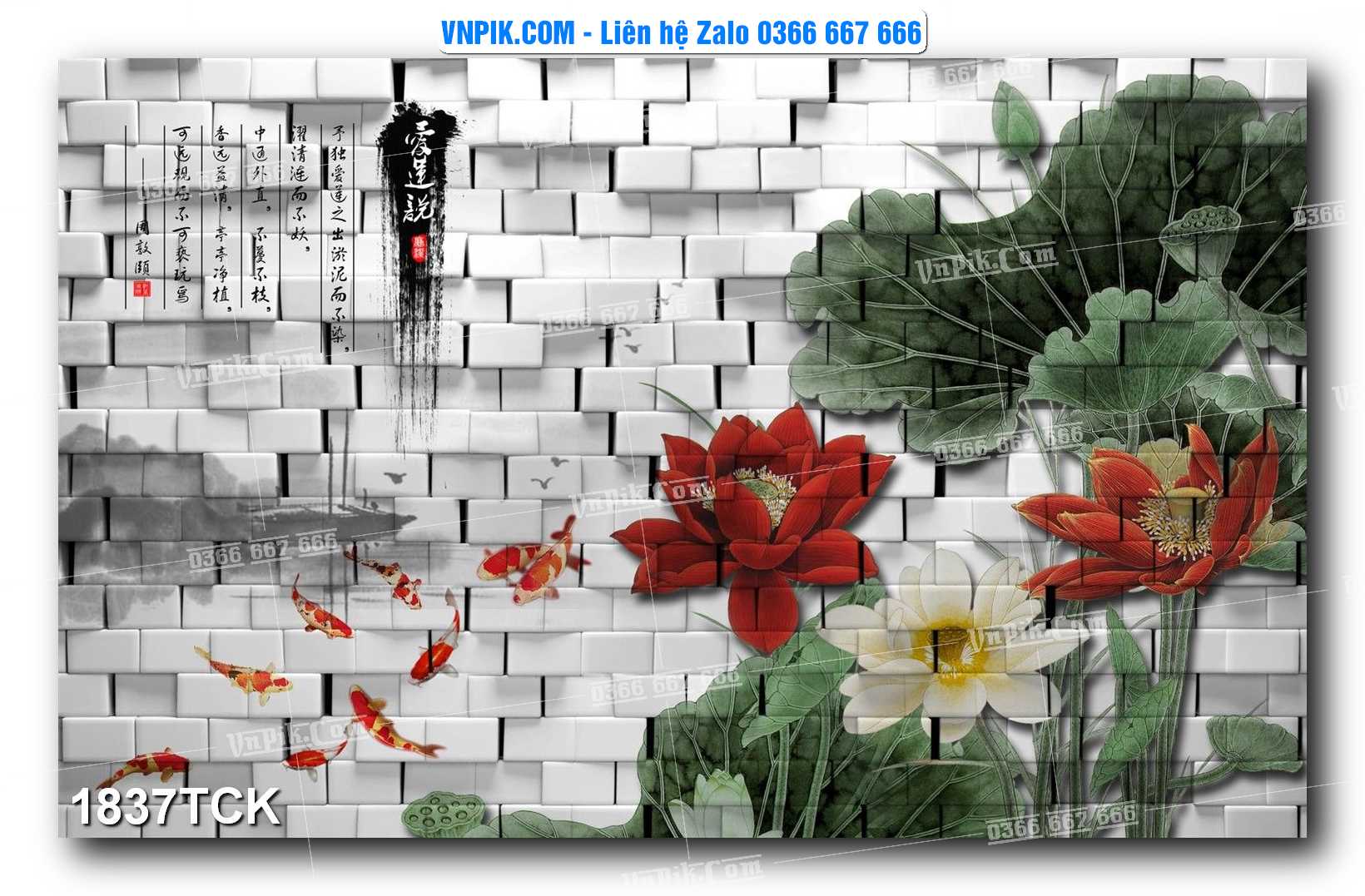 Tranh Hoa Sen – Cá Koi – Cá Chép 1837TCK