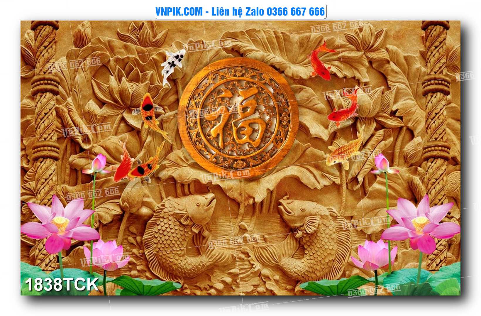 Tranh Hoa Sen – Cá Koi – Cá Chép 1838TCK