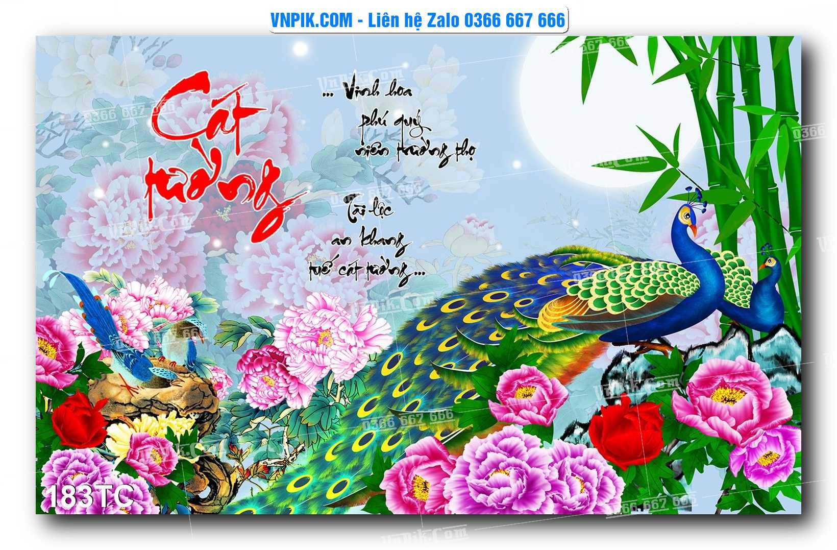 Tranh Treo Tường – Chim Công Hoa Mẫu Đơn 183TC